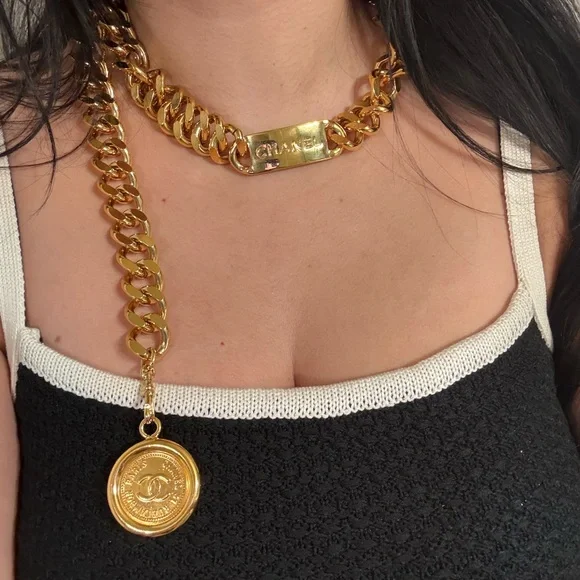 CHANEL | Accessories | Chanel Vintage Gold Chain Id Plate  display picture 1